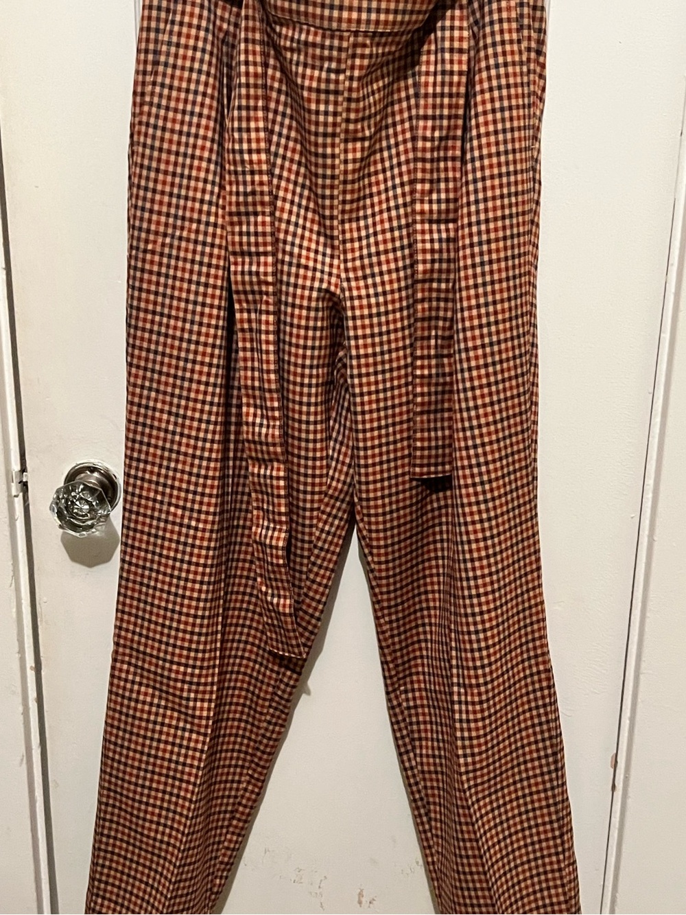 LOFT Orange & Black Gingham Chinos